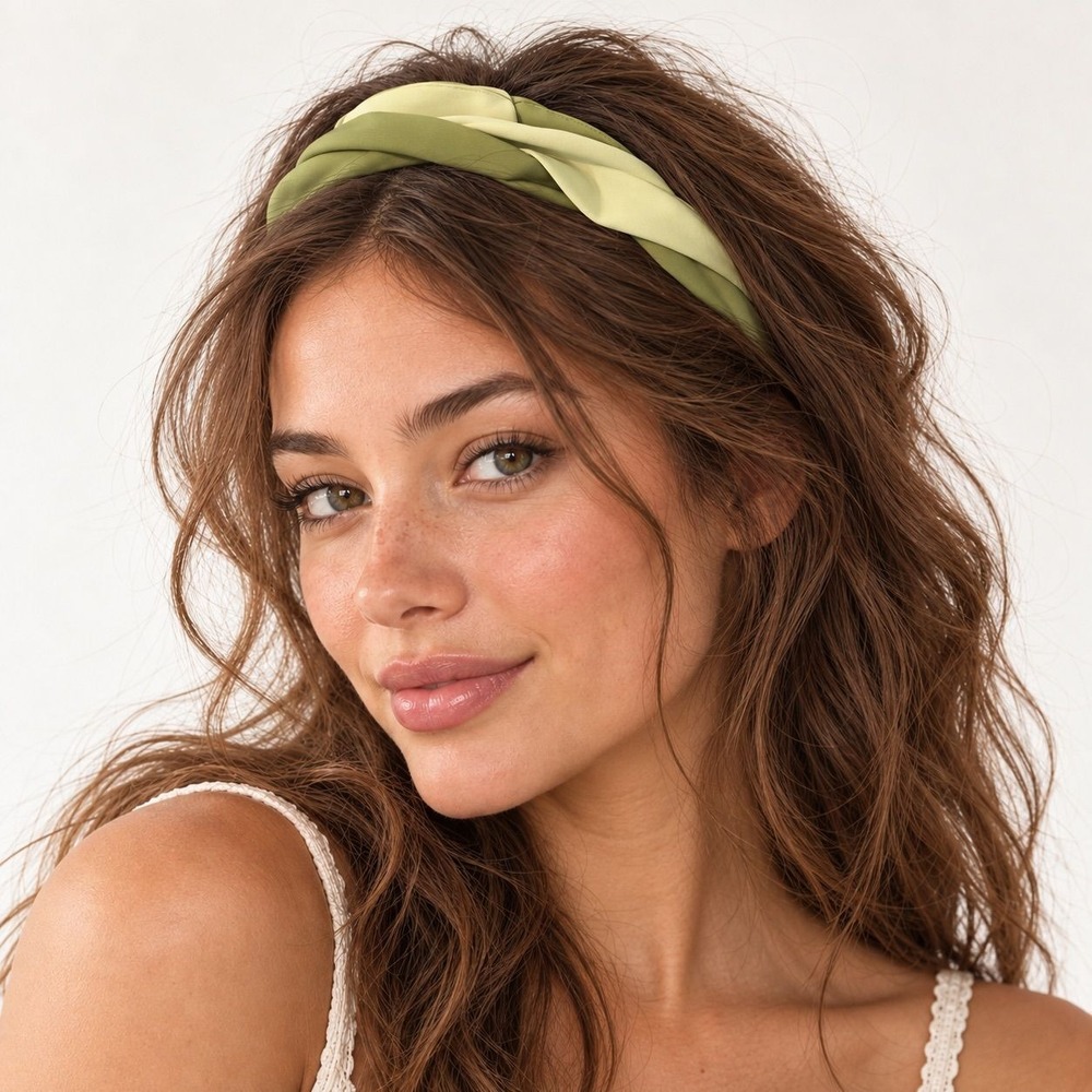 Free People NWT Colorblock Twist Headband Green Sage Lime Boho Hair Accessory